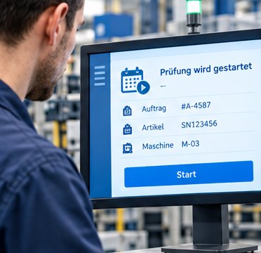 Prüfung wird am Terminal für Auftrag, Artikel und Maschine gestartet